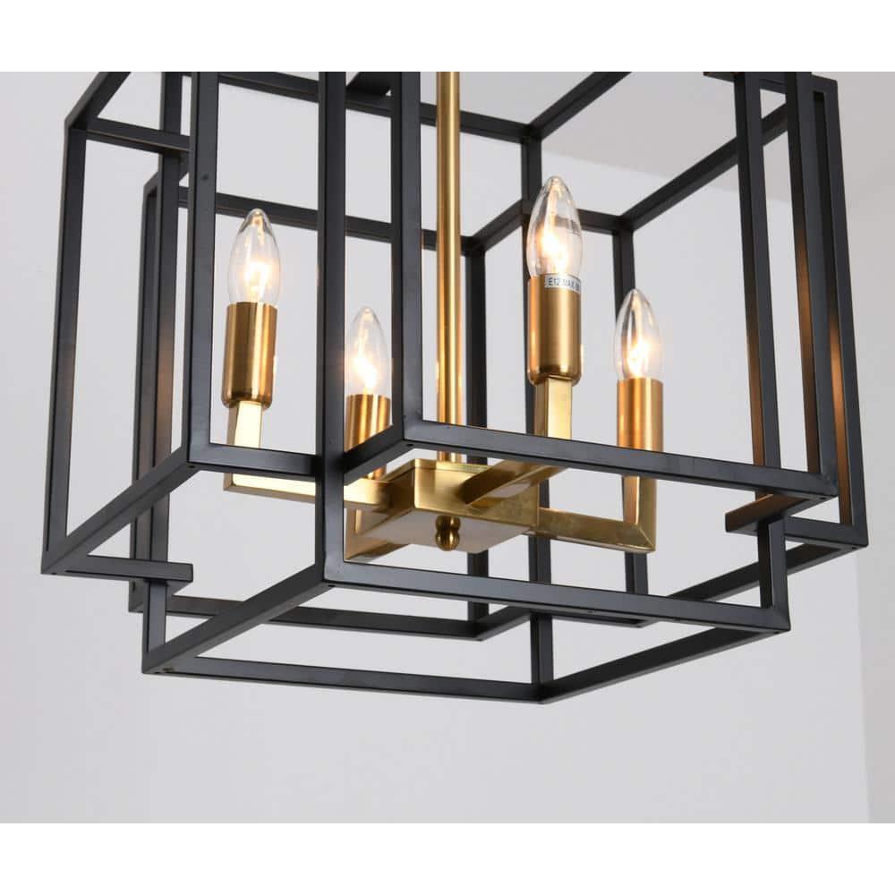LovingAHome 4-Light Metal Lantern Tiered Pendant Lighting Fixtures Industrial Farmhouse Chandeliers