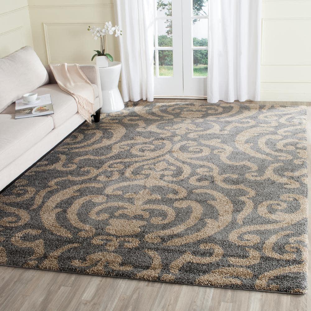 Florida Shag SG462 Power Loomed Indoor Area Rug - Grey/Beige - 8'x10' - Safavieh.