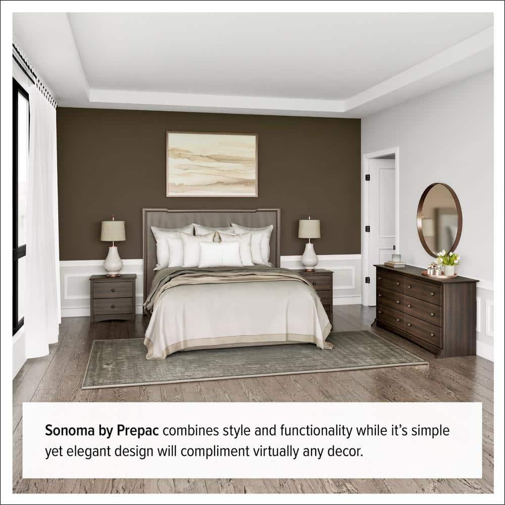 Sonoma 8 Drawer Dresser Espresso - Prepac: Laminated MDF, Metal Hardware, Includes Anti-Tip Kit