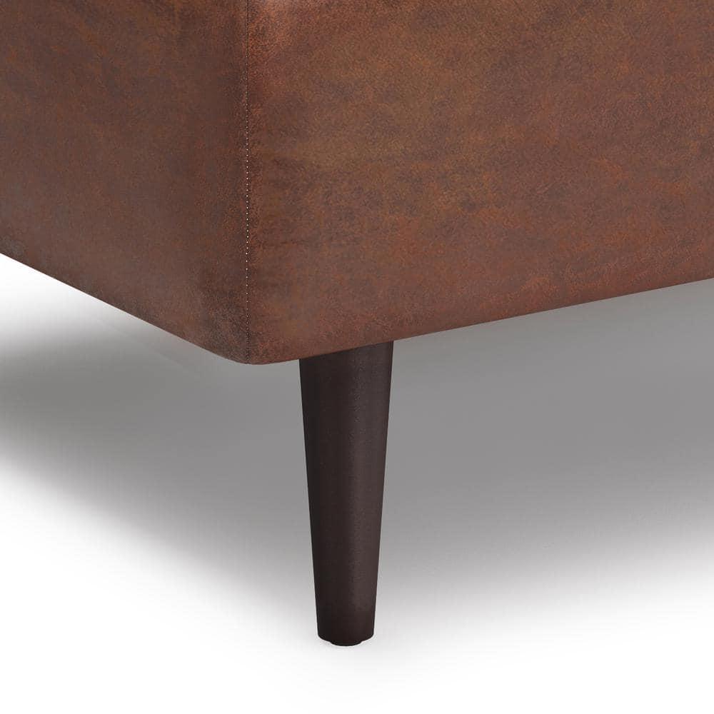 Simpli Home Shay 34"W Upholstered Coffee Table Storage Ottoman with Lift Top and Tufted Detailing