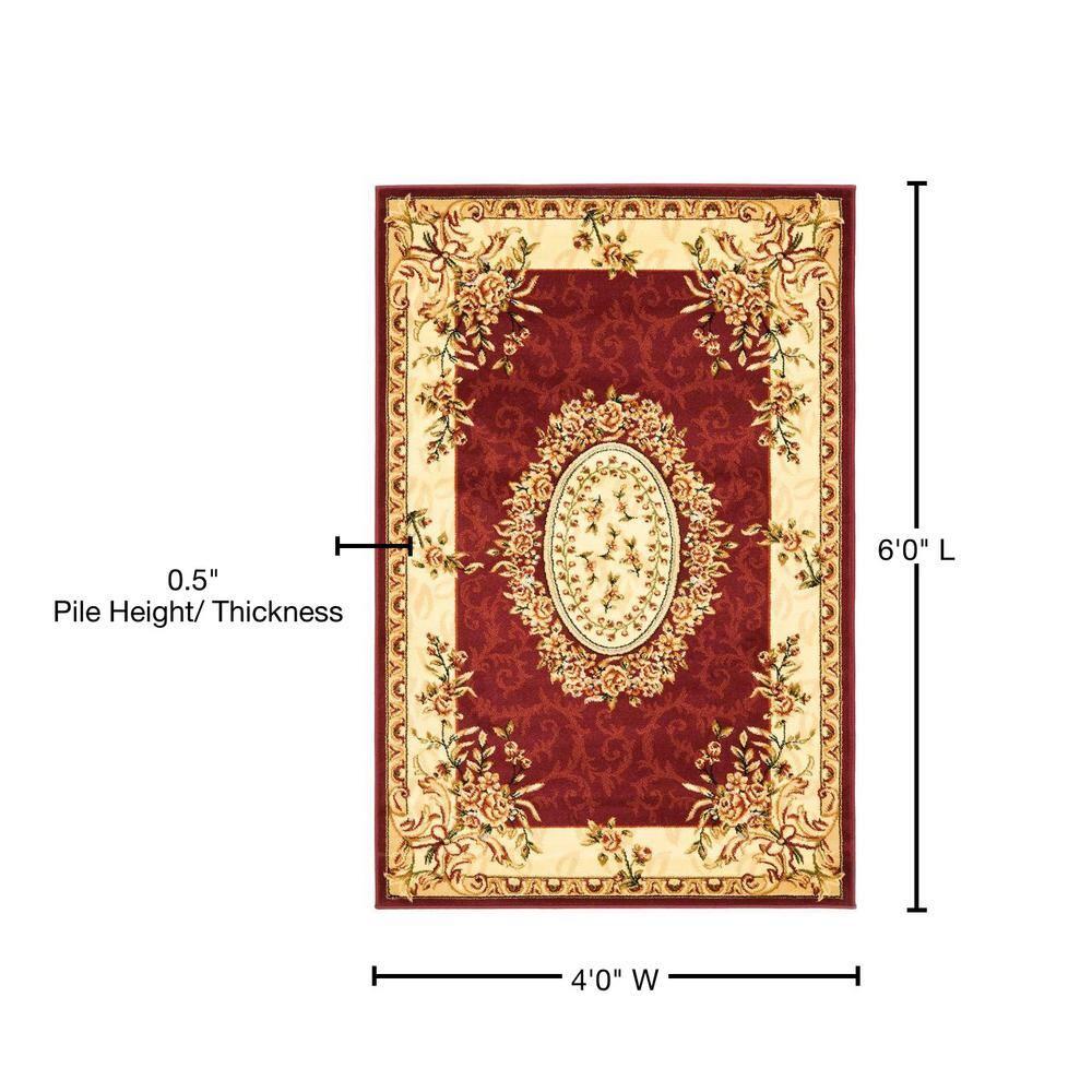 Lyndhurst LNH328 Power Loomed Area Rug - Red/Ivory - 4'x6' - Safavieh