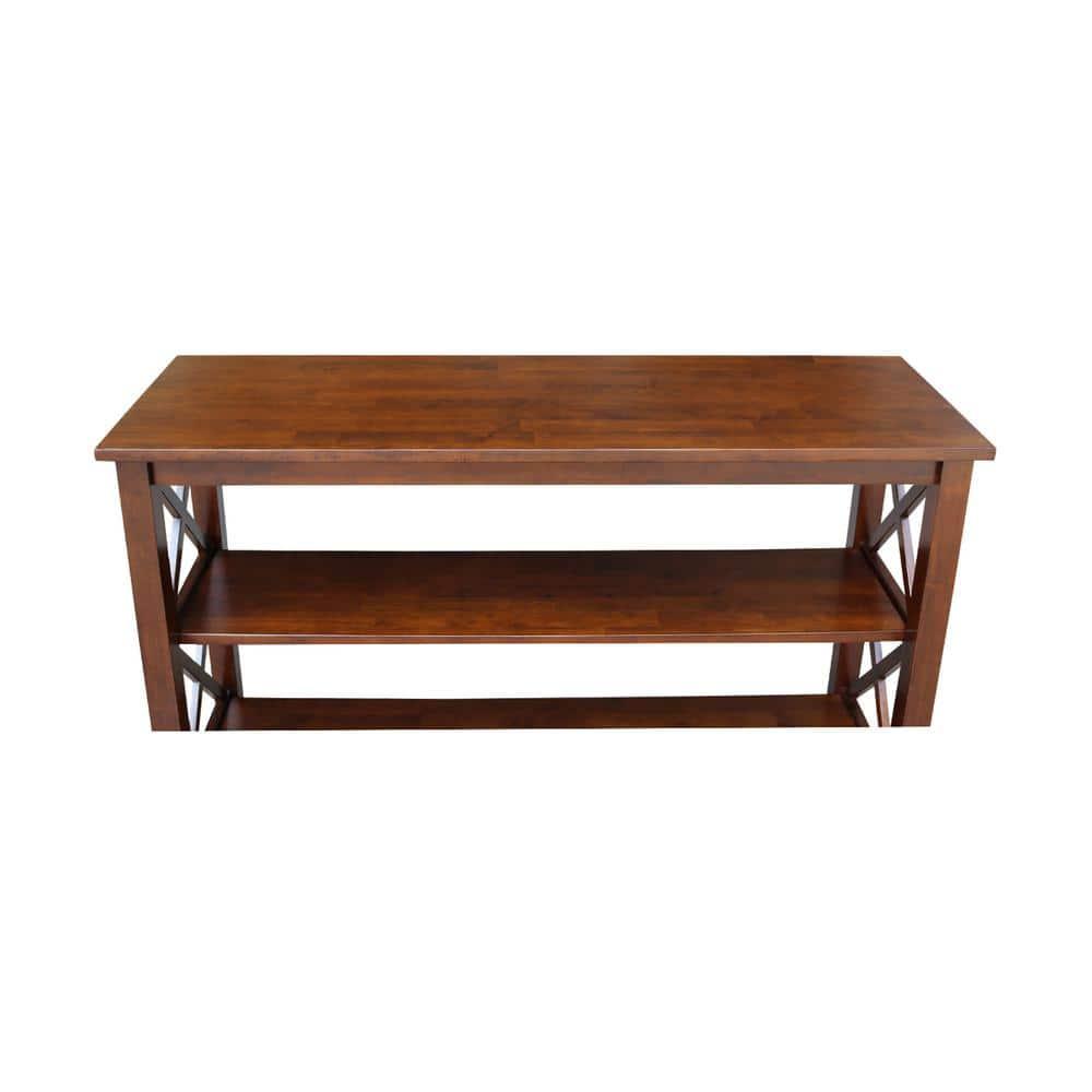 International Concepts Hampton Console Table Espresso: Stained Wood, Fixed Shelf, Rectangular Shape, Spot Clean