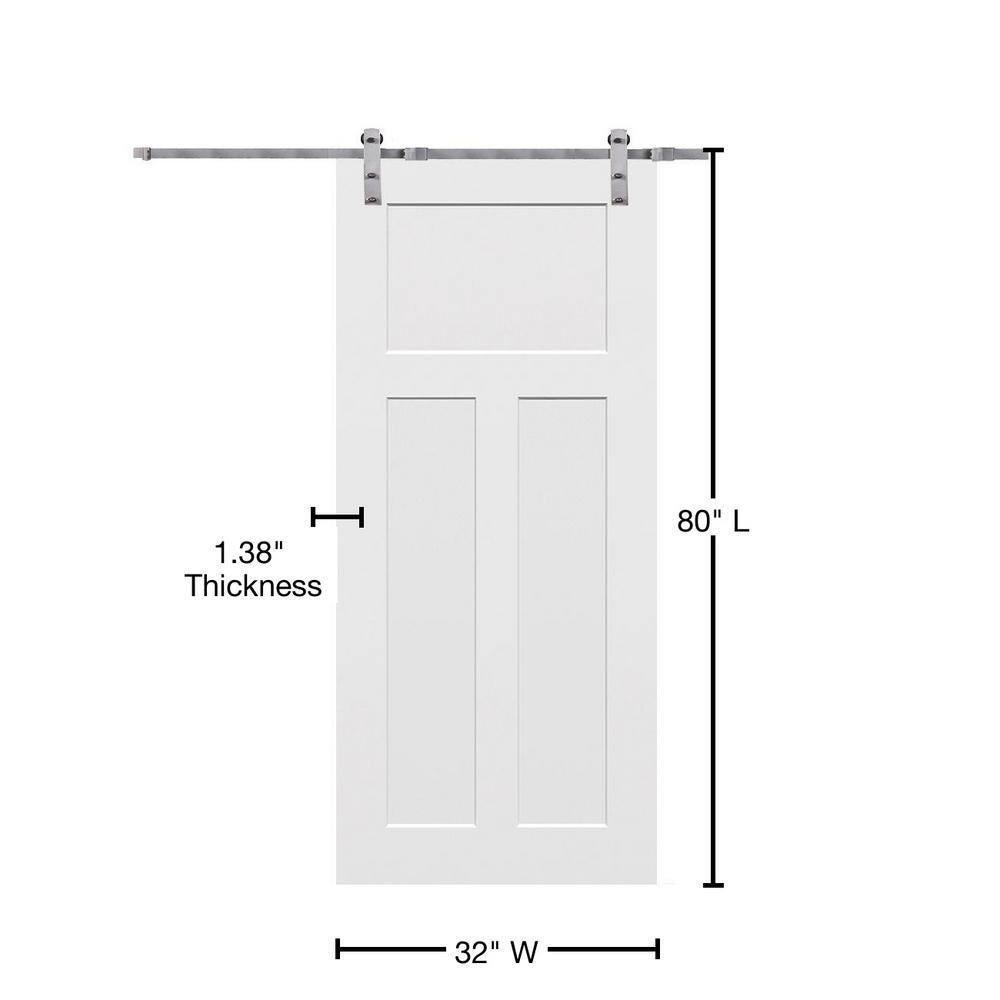 MMI DOOR Door Hinge 80'' Solid + Manufactured Wood Paneled with Installation Hardware Kit Barn Door