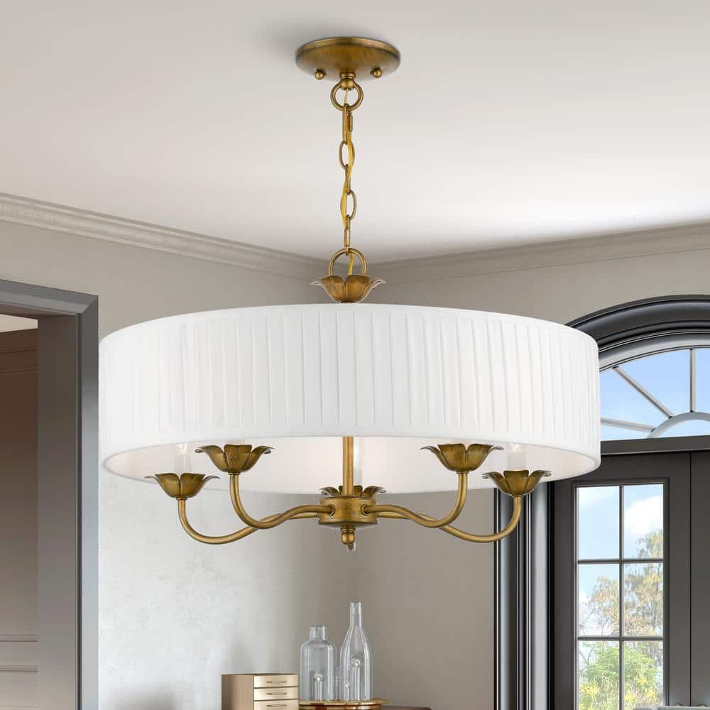 Livex Lighting Edinburgh 5 - Light Pendant in  Antique Gold Leaf