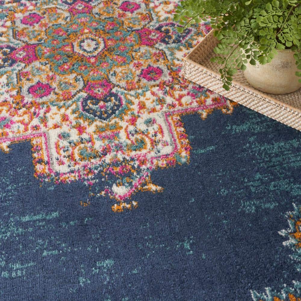 Nourison Passion Medallion Bohemian Indoor Rug Navy 5'3" x 7'3"