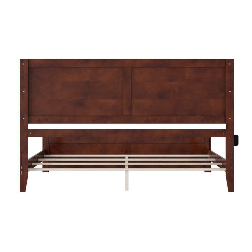 HomeStock Artisanal Artistry King Foundation Bed Frame with Matching Footboard in Walnut