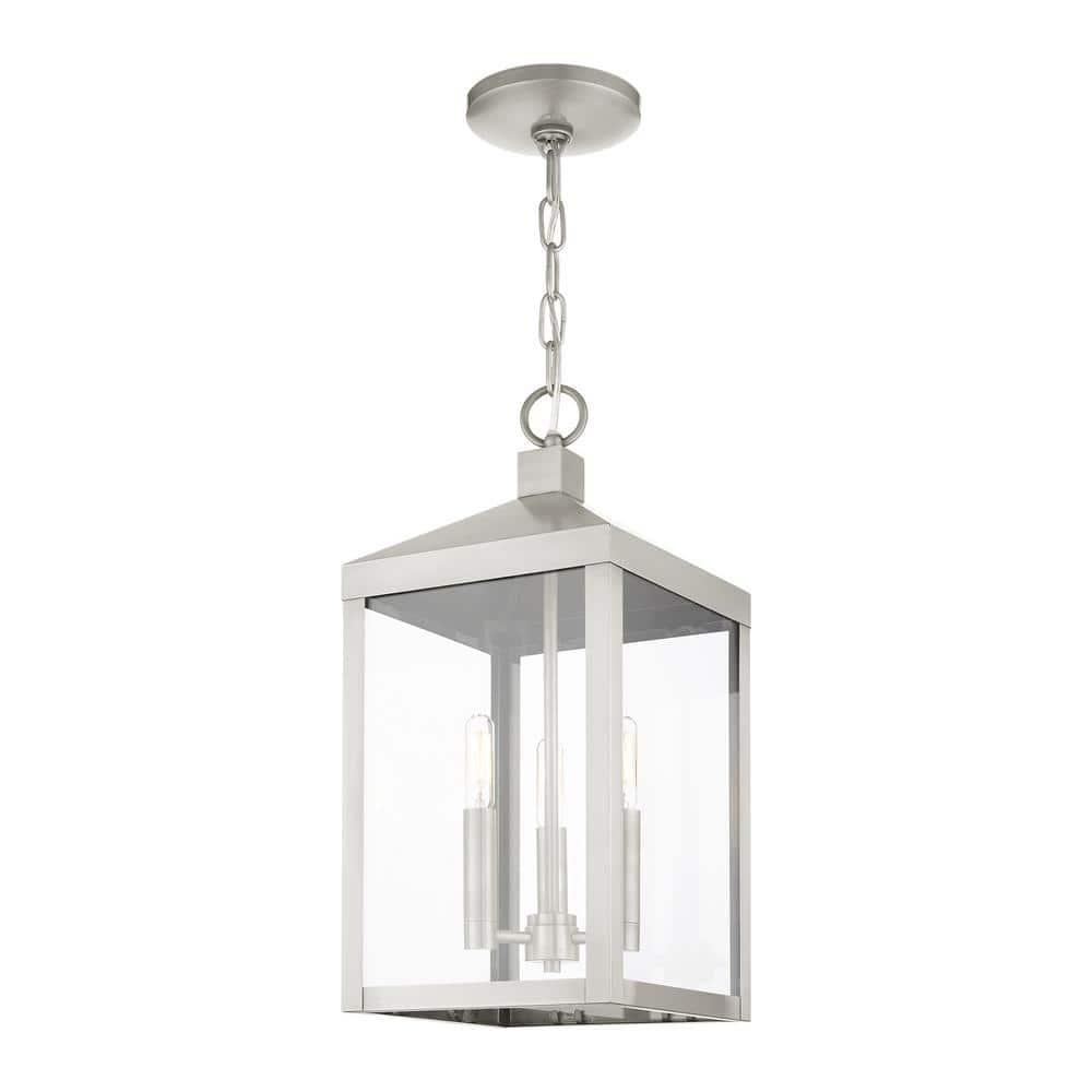 3 Light Outdoor Pendant Lantern with Clear Glass Shade