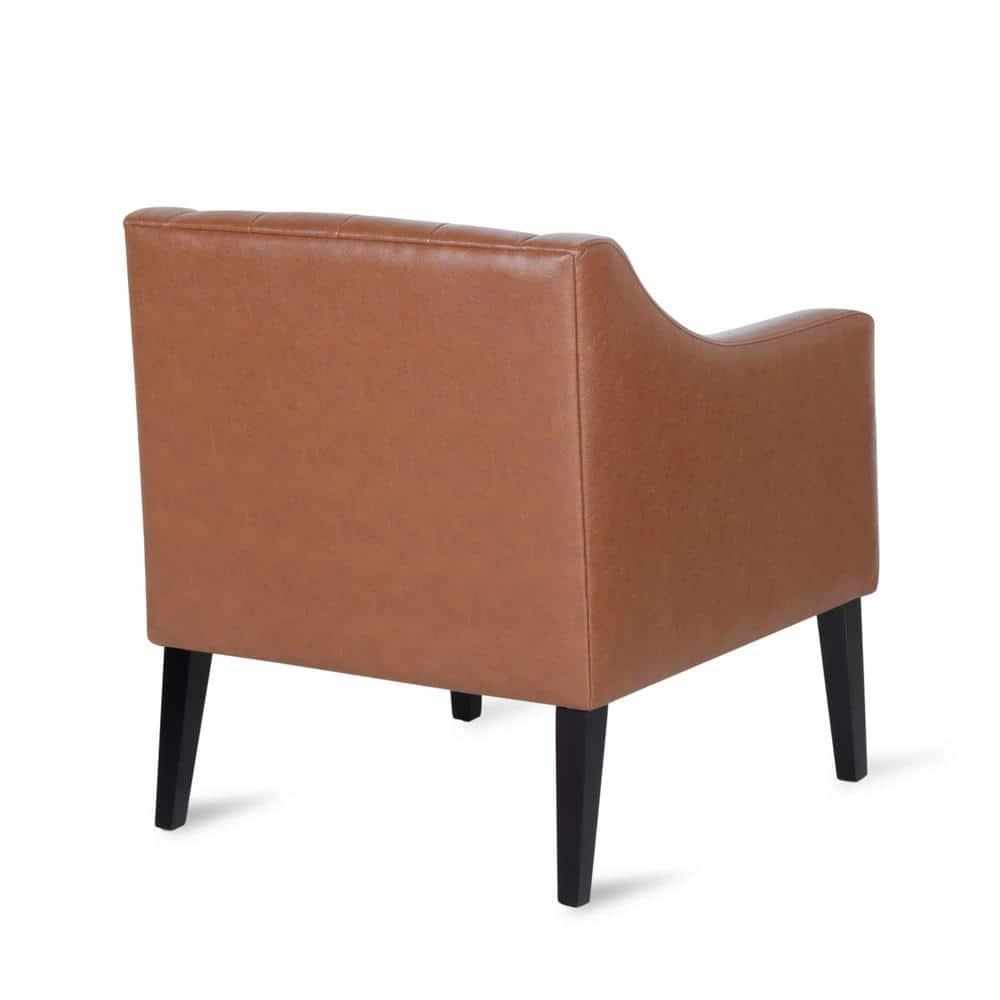 Noble House Annisa Faux Leather Club Chair, Cognac Brown and Espresso