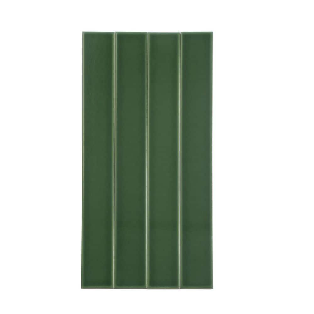 Horizonte 2 x 16 in. Glossy Forest Green Ceramic Subway Wall Tile (10.76 sq ft/case) - 50 Pack