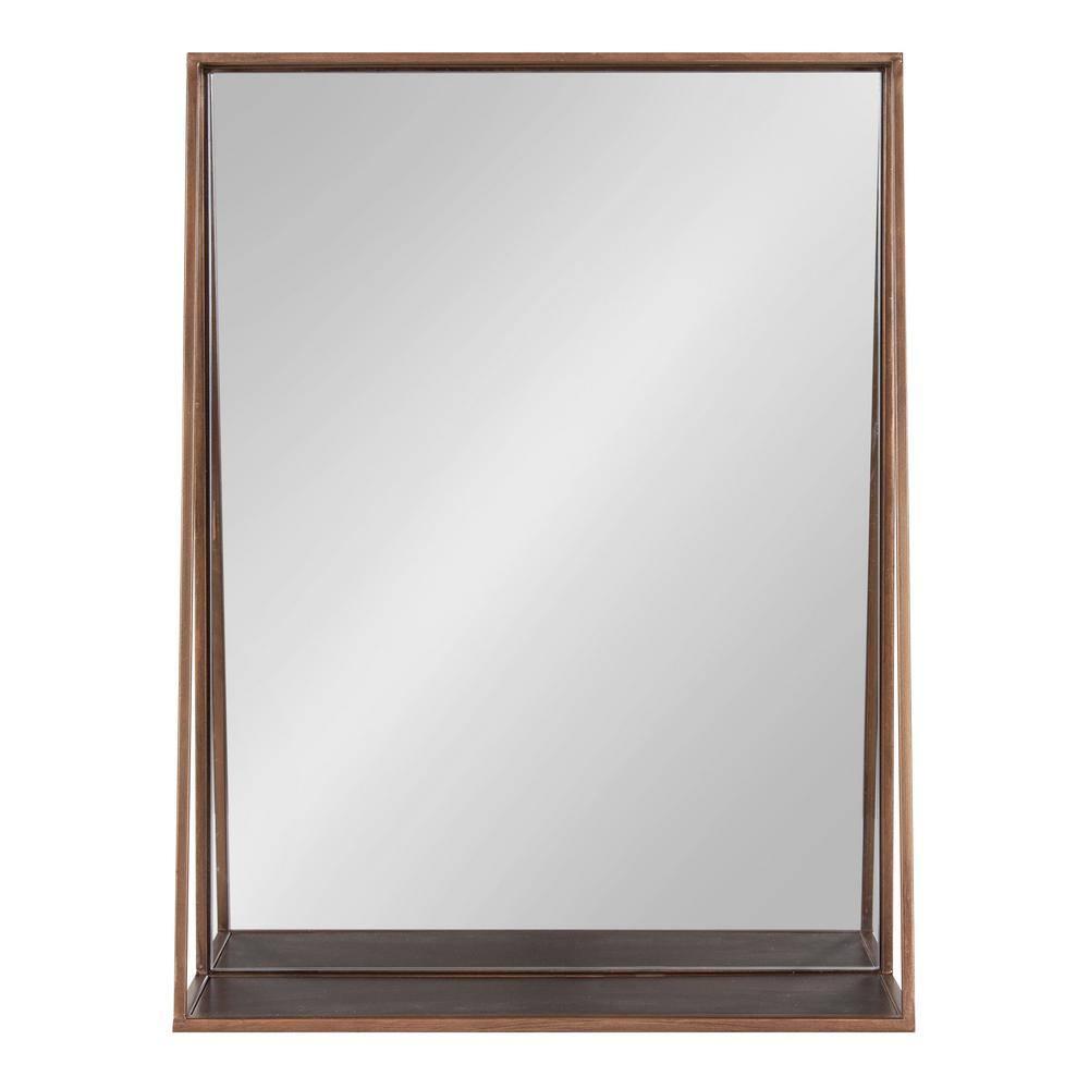 Kate and Laurel Lintz Metal Framed Mirror with Shelf, Bronze 18x24