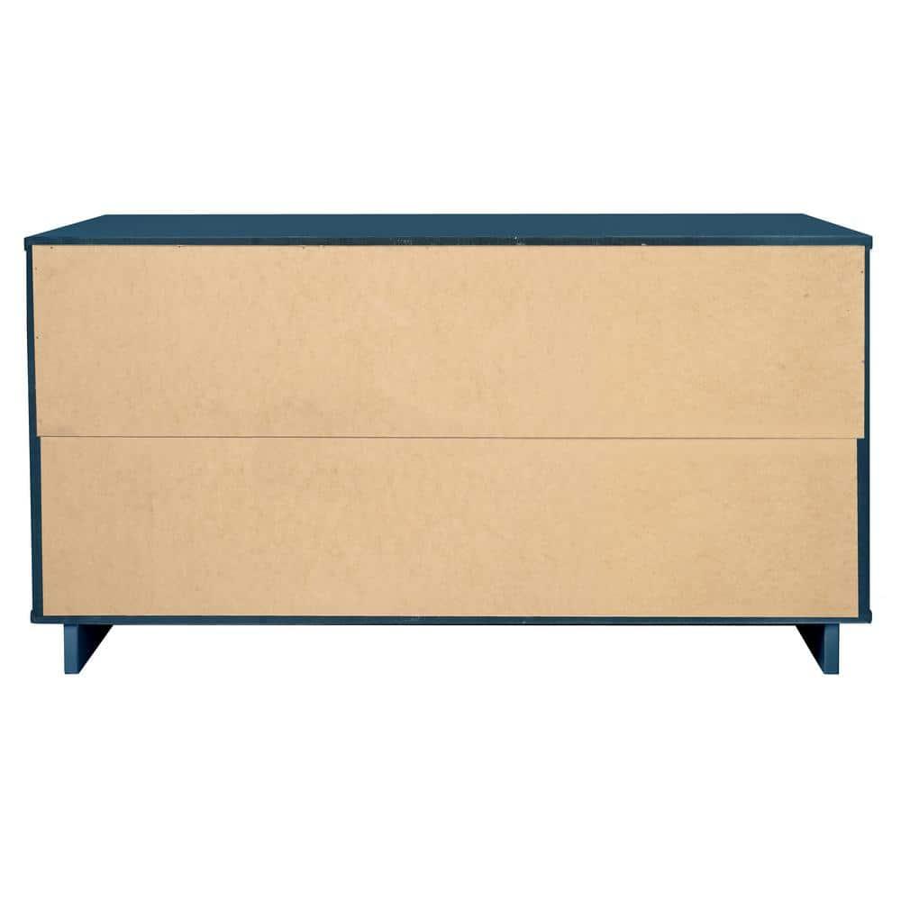Granville Modern 6 Drawer Double Wide Dresser Midnight Blue - Manhattan Comfort: UV Painted, Soft Close, Wood Frame