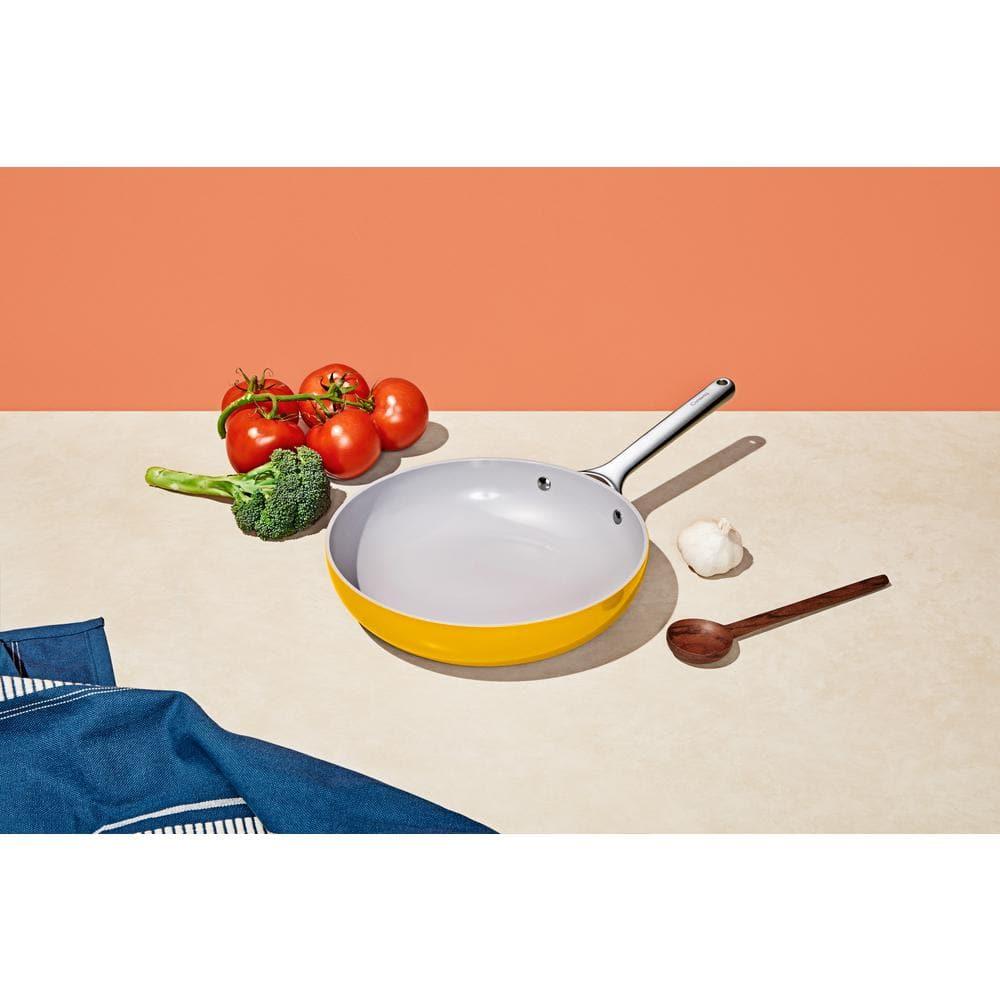 Caraway Home 10.5" Fry Pan Marigold: Nonstick Ceramic, Stainless Steel Handle, Oven-Safe, Induction Compatible