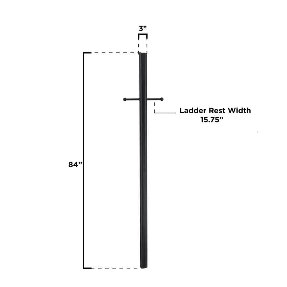 Westinghouse Lighting 6123400 Exterior Light Fixture Post with Ladder Rest, Textured Black