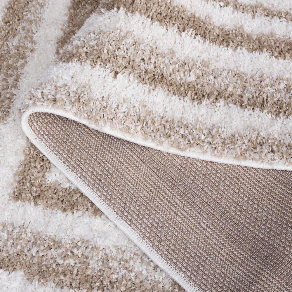 Border & Stripe Shag 200 BSP251 Machine Made Loomed Area Rug - Ivory/Beige - 5'-3" X 7'-6" - Safavieh
