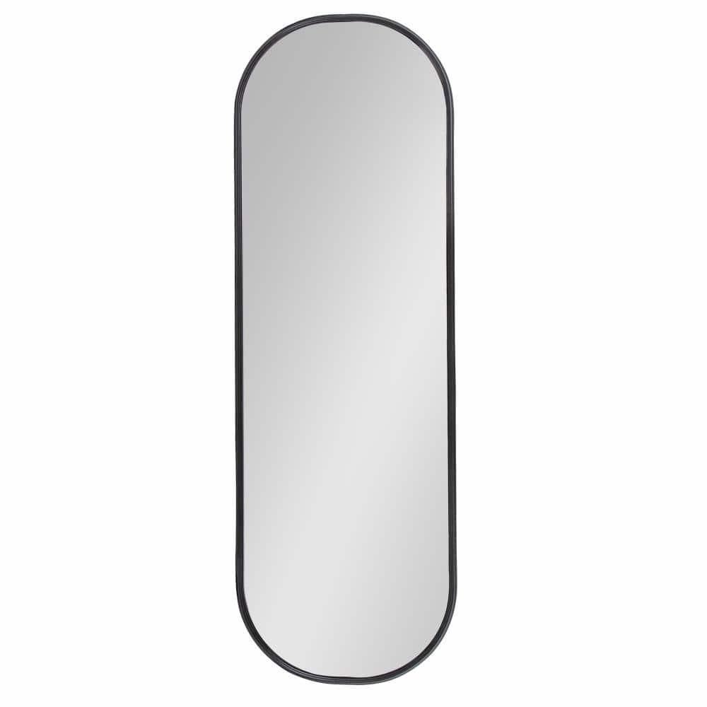 Kate and Laurel Caskill Modern Oval Mirror, 16" x 48", Black, Capsule-Shaped Accent Mirror for Entryway, Living Room, or Bathroom