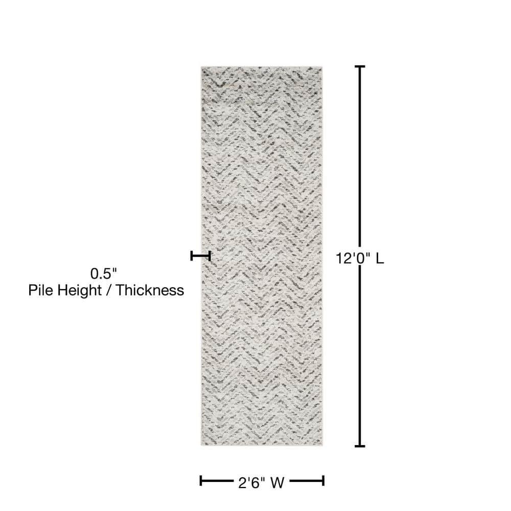 Adirondack ADR104 Power Loomed Runner Rug - Ivory/Charcoal - 2'6"x12' - Safavieh.