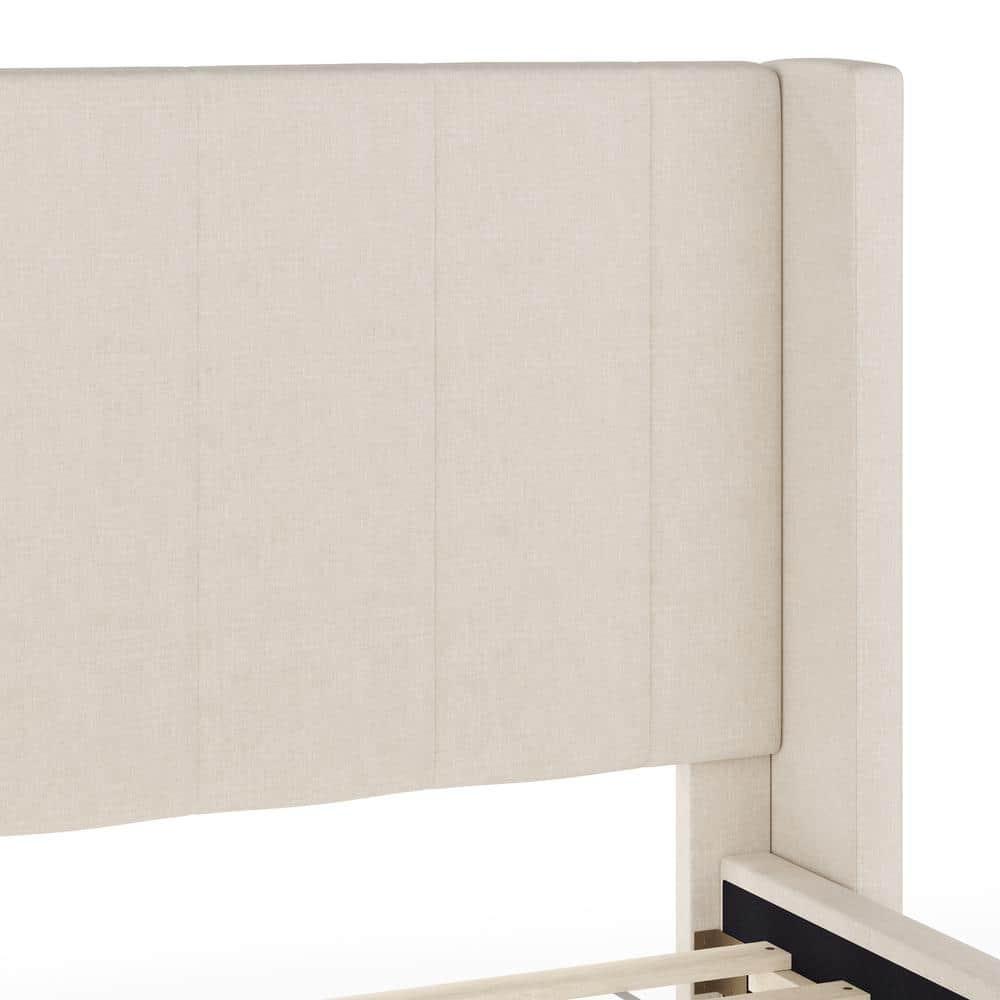 Martha Stewart Martha Stewart Kay Upholstered Platform Bed With Channel Stitched Wingback Headboard