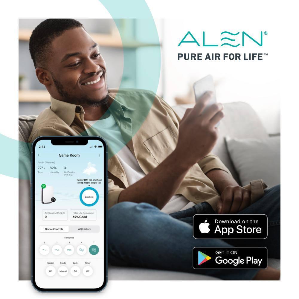 Alen BreatheSmart 45i 800 SqFt Air Purifier with VOC/Smoke HEPA Filter for Allergens, Dust & Mold + VOCs and Smoke - Espresso