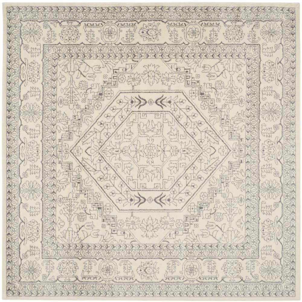 Adirondack ADR108 Power Loomed Area Rug - Ivory/Silver - 8'x8' - Safavieh.
