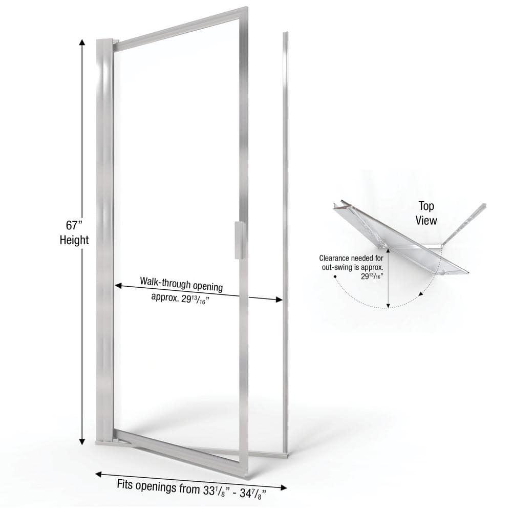 Sopora 34.88" x 67" Pivot Framed Shower Door