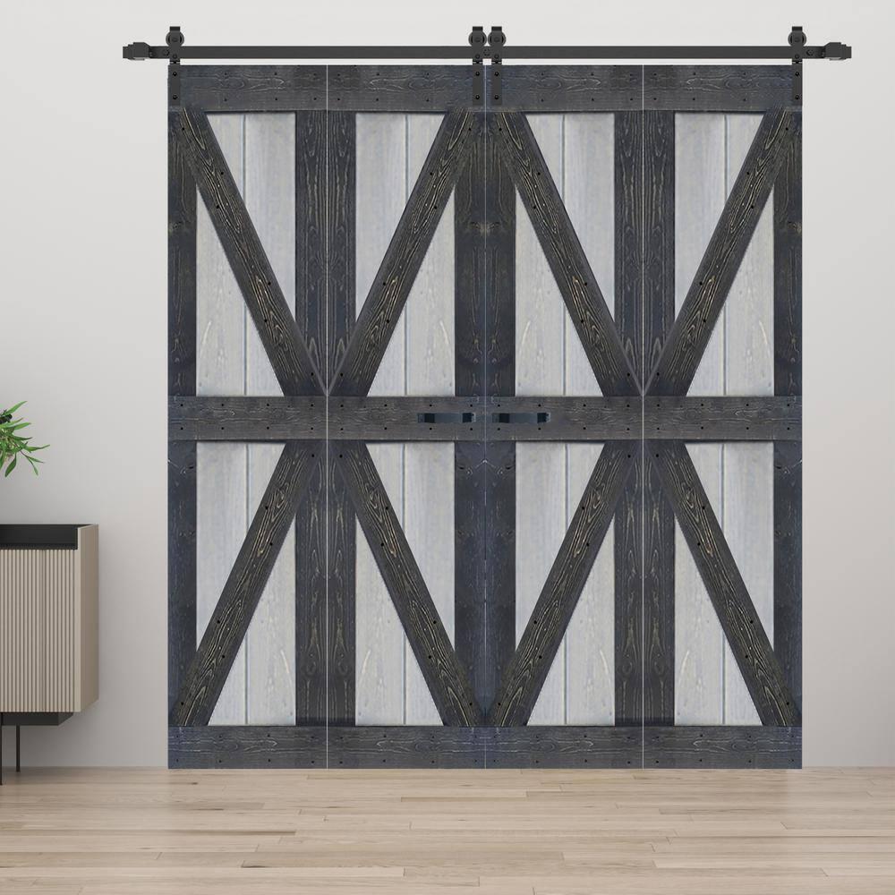 IsLife K Style Finished Solid Wood Bi-Fold Double Barn Door With Hardware Kit -Assembly Needed