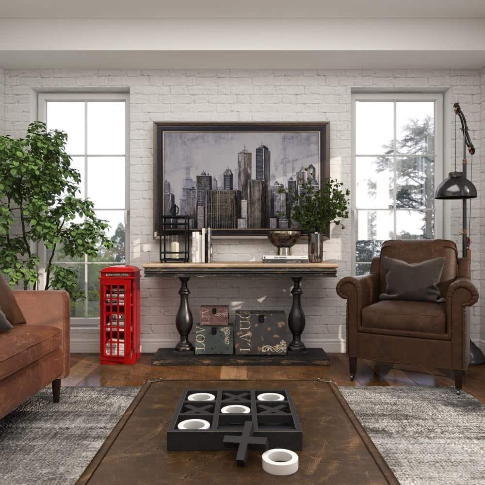 DecMode 11" x 30" Red Wooden London Telephone Booth 2 Shelf Storage Unit, 1-Piece