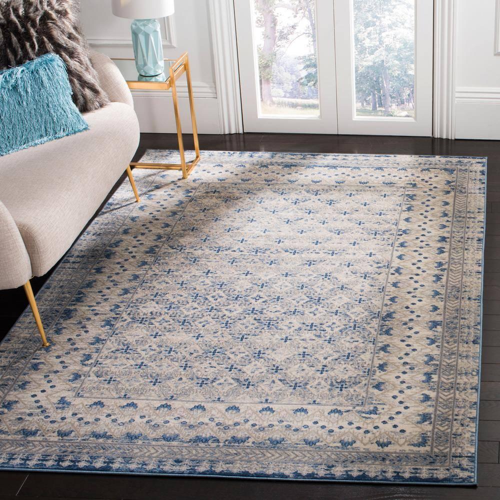 Brentwood BNT899 Power Loomed Indoor Area Rug - Light Grey/Blue - 5'x5' - Safavieh