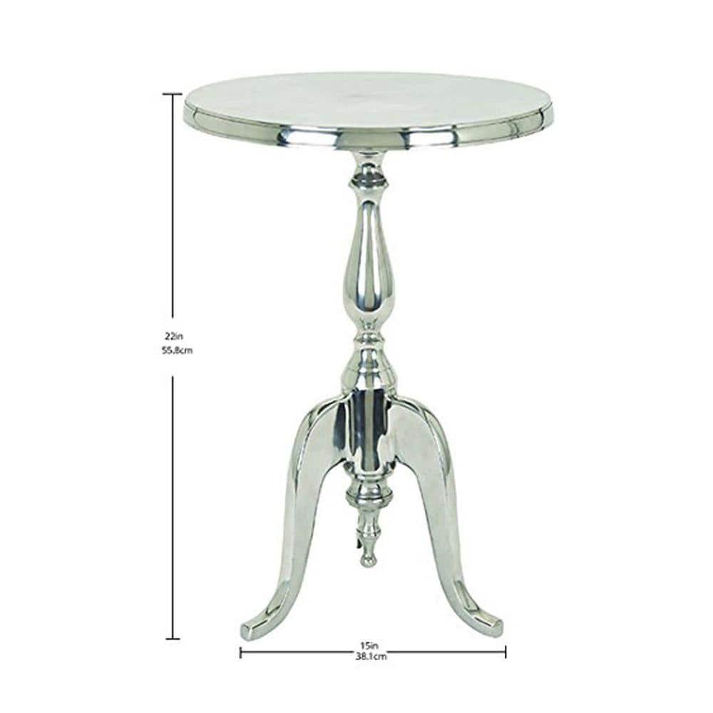 Aluminum Accent Table with Pedestal Base Silver - Benzara