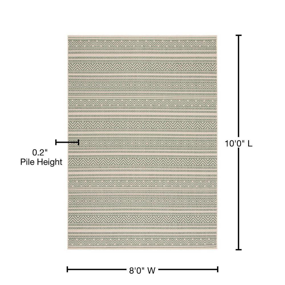Courtyard CY6866 Power Loomed Indoor/Outdoor Area Rug - Beige/Dark Green - 8'x10' - Safavieh.