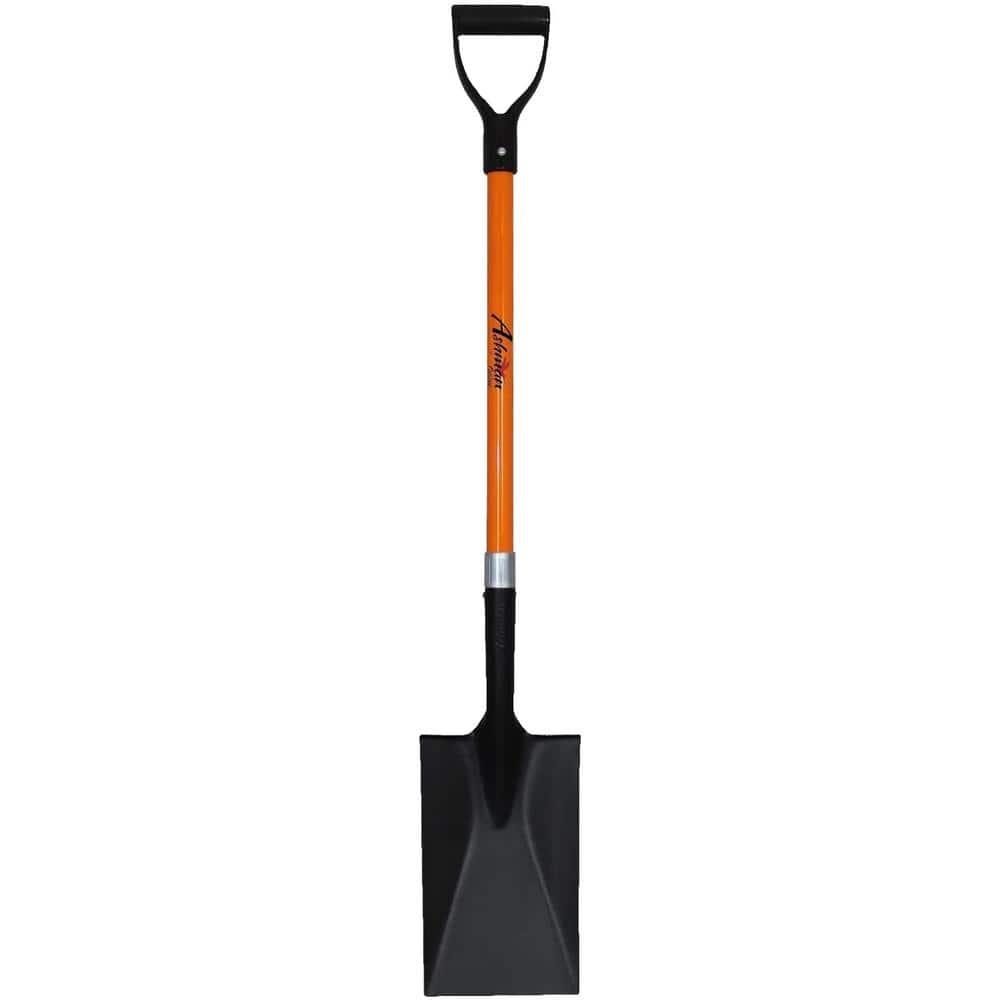 Ashman Online Heavy Duty Spade Shovel - 41 inches Long Orange Metal Shovel With D Grip Handle (1 Pack)