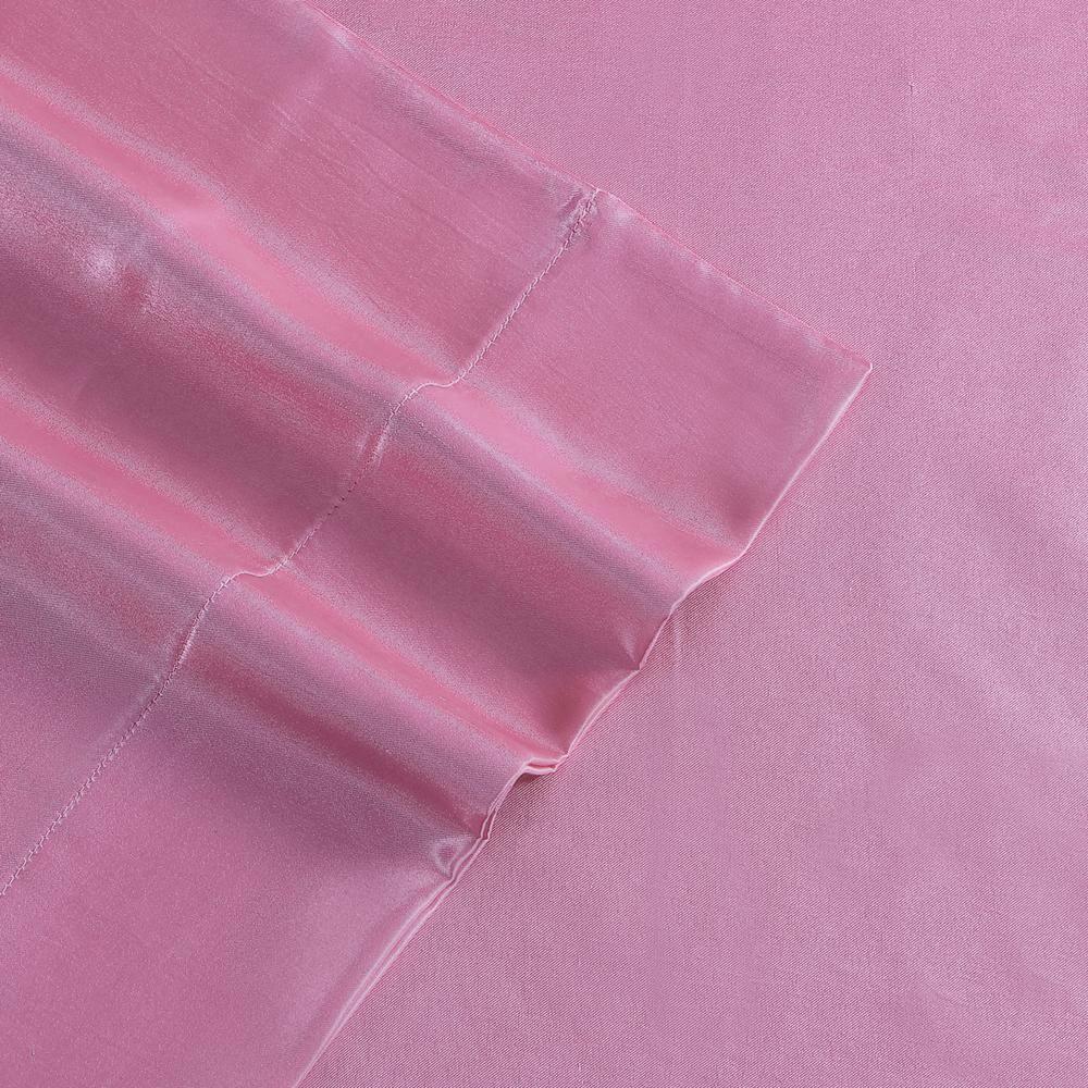 Twin Solid Satin Sheet Set Pink - Betseyville