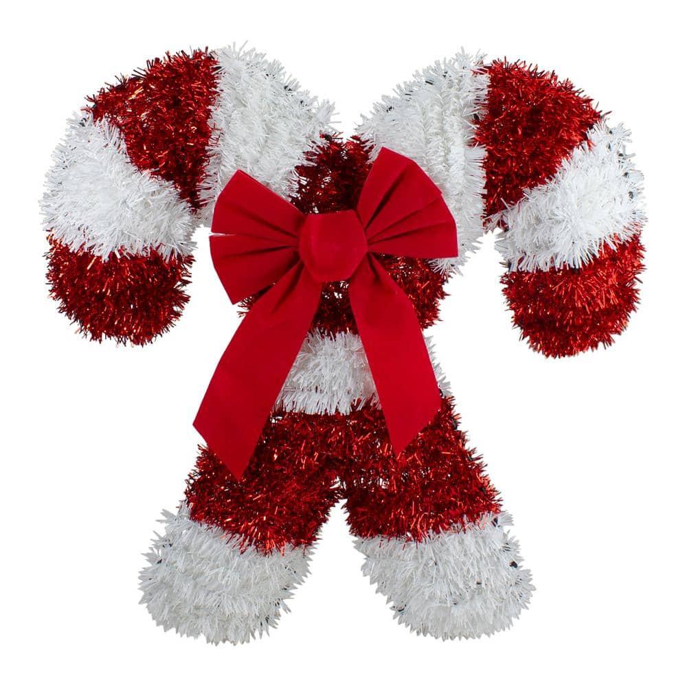 Northlight Tinsel Candy Cane Christmas Window Decoration - 19" - Red and White - Unlit