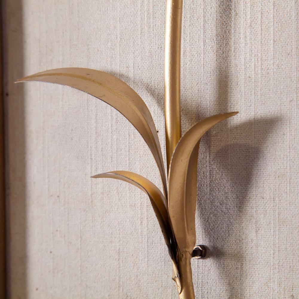 LuxenHome Set of 2 White and Gold Flower Bouquet Wall Decor Brown