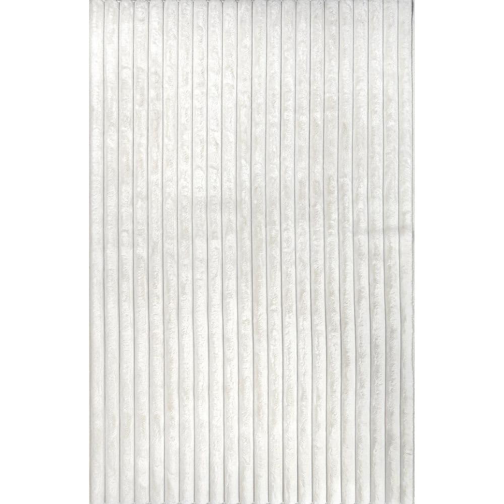 nuLOOM 5' x 8' Cozy Plush SuperiorWash Area Rug, Machine Washable, Non-Slip, Soft Fluffy Shag Carpet for Living Room Bedroom Nursery, Kai Off-white