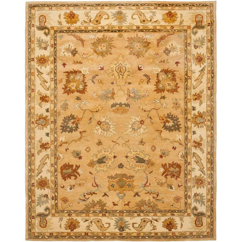 SAFAVIEH Bergama Bradford Traditional Wool Area Rug, Taupe/Ivory, 5' x 8'