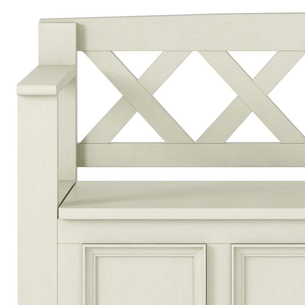 Simpli Home Amherst 48"W Solid Wood Entryway Storage Bench with Lift-Top Lid and Dual Compartments
