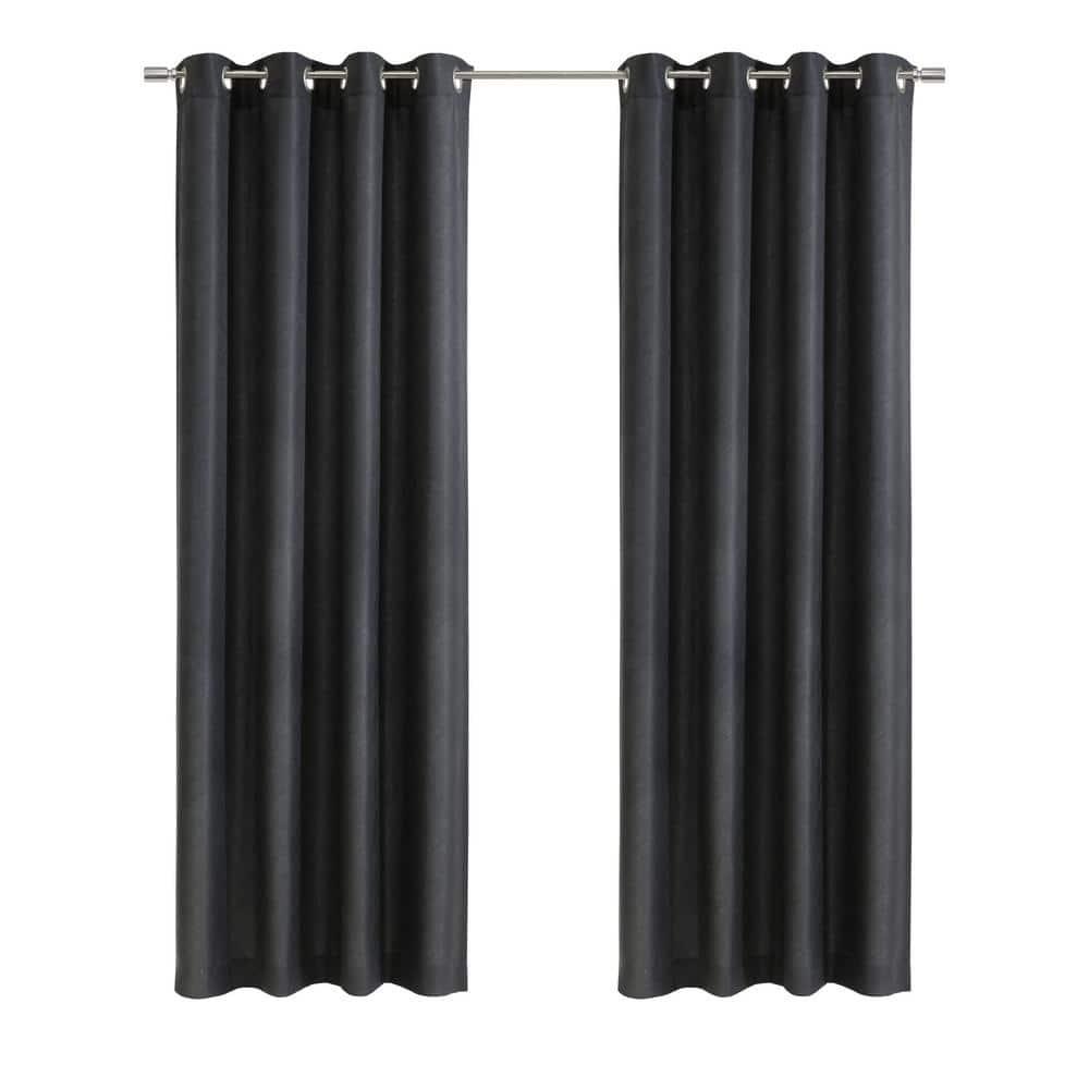 Habitat Abstract Light Filtering Exclusive Geometric Jacquard Grommet Curtain Panel 52" x 84" Charcoal