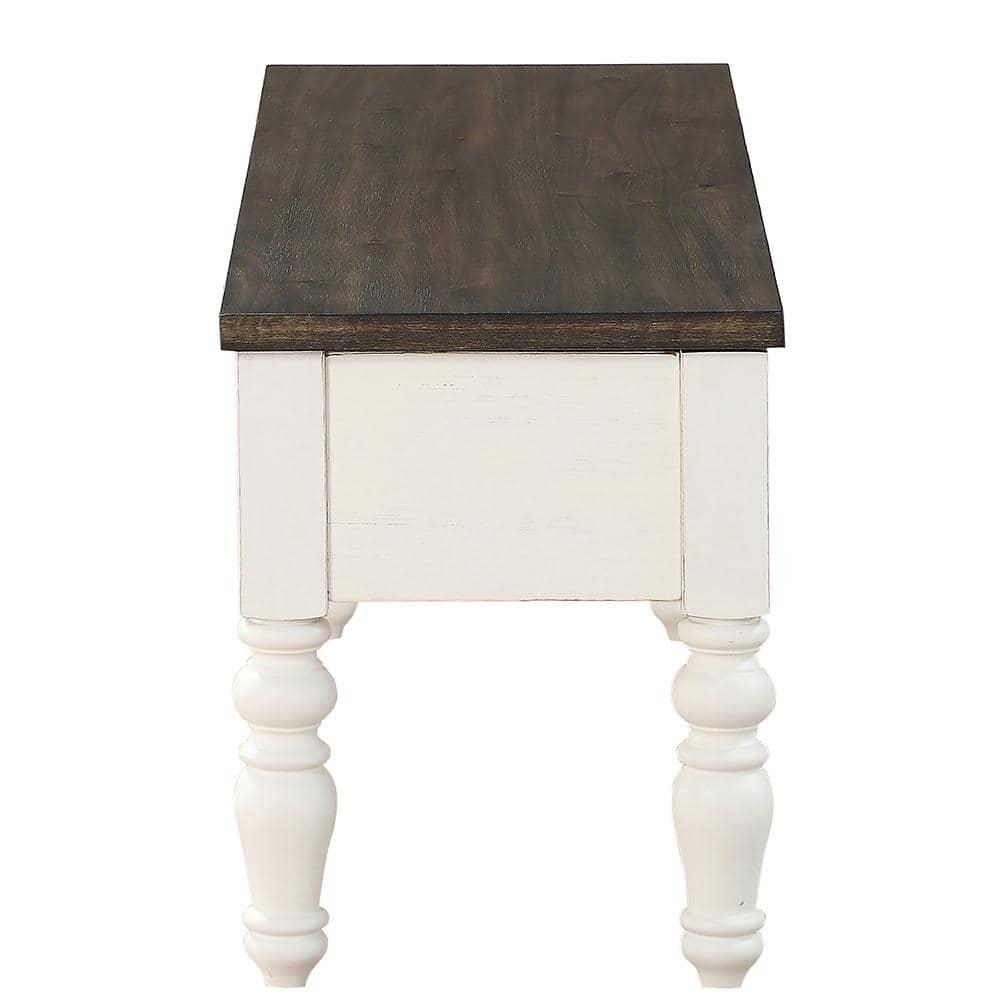 Steve Silver Co. Joanna Two-Tone Storage Bench Ivory/Mocha: Lift-Top Entryway Furniture, Mango Wood Frame