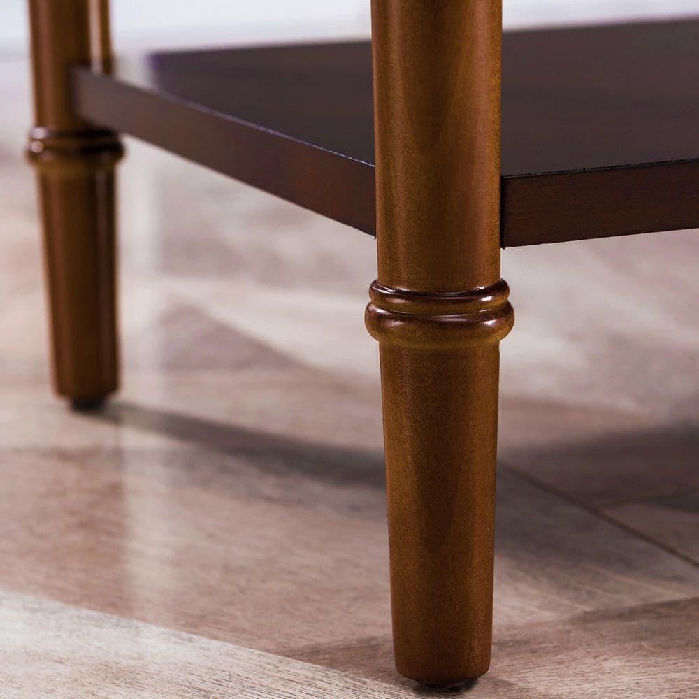 Coastal Pecan Silky Finish Narrow Chairside Table with Storage
