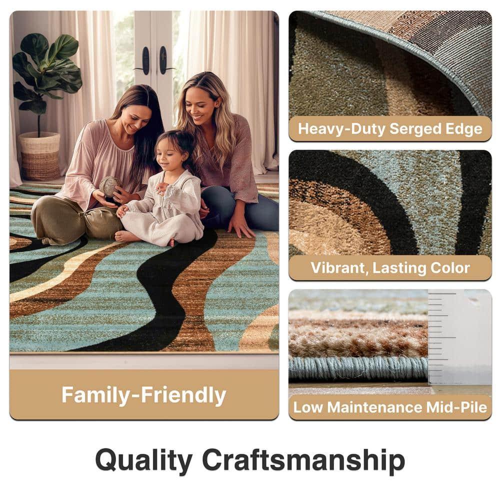 Well Woven Barclay Nirvana Waves Modern Geometric Multi Blue 5'3" x 7'3" Area Rug