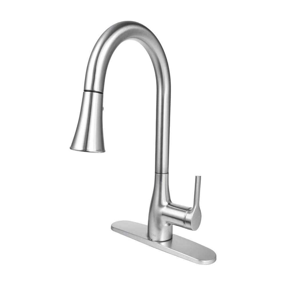 Brushed Nickel Single-Handle Pull-Down Kitchen Faucet with Touchless Activation