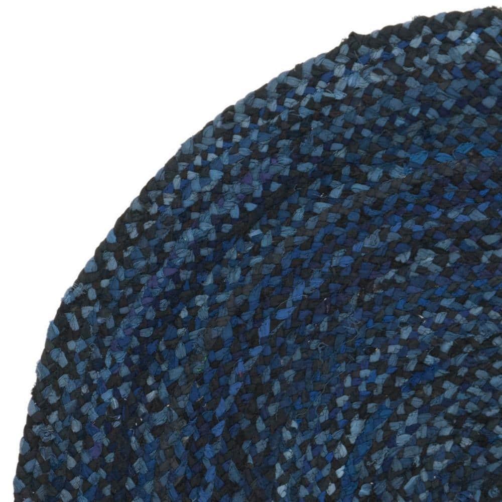 Braided BRD452 Hand Woven Indoor Accent Rug - Navy/Black - 3' Round - Safavieh