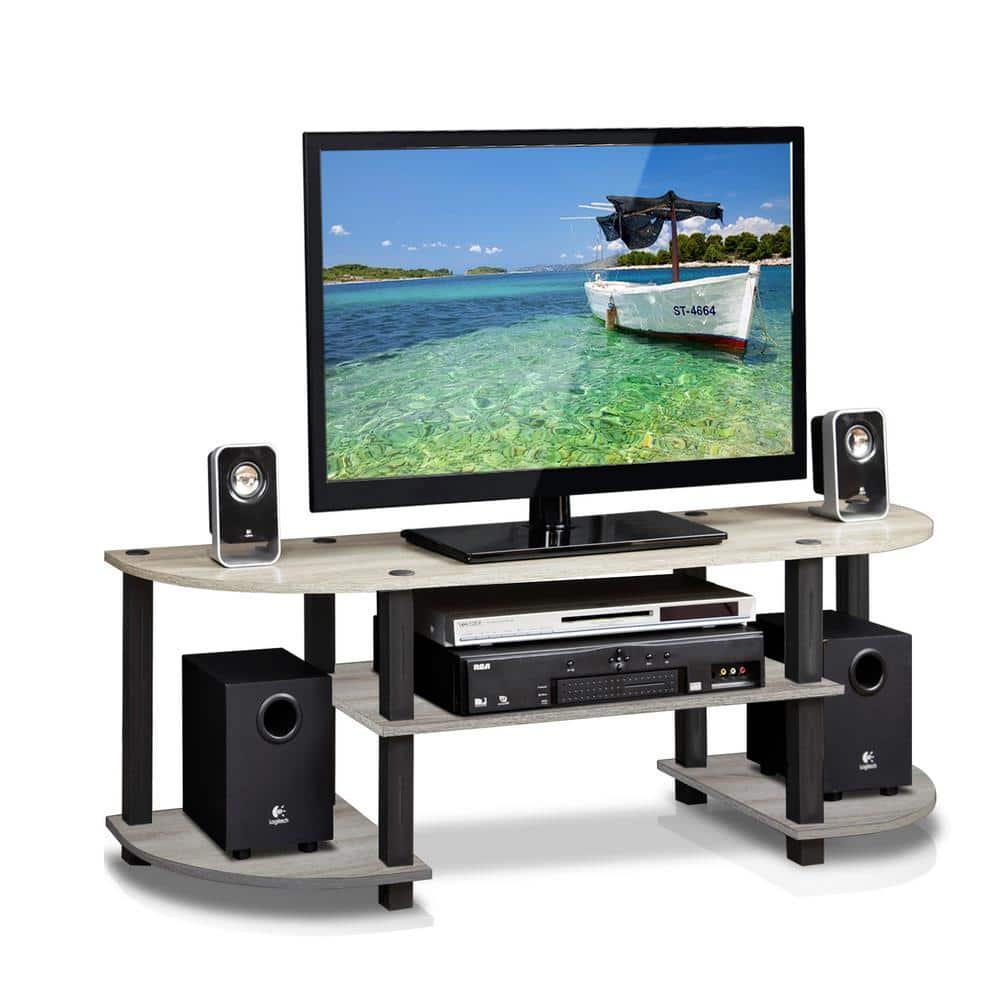 Turn-S-Tube Wide TV Entertainment Center, Oak Grey/Black