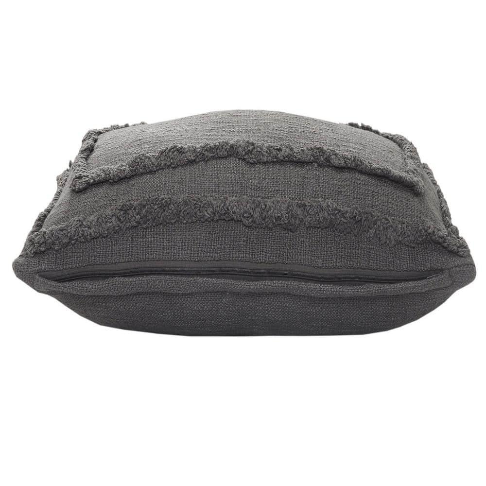 Ox Bay Modern Tufted Solid Lumbar Throw Pillow, 16" x 24" , Gray