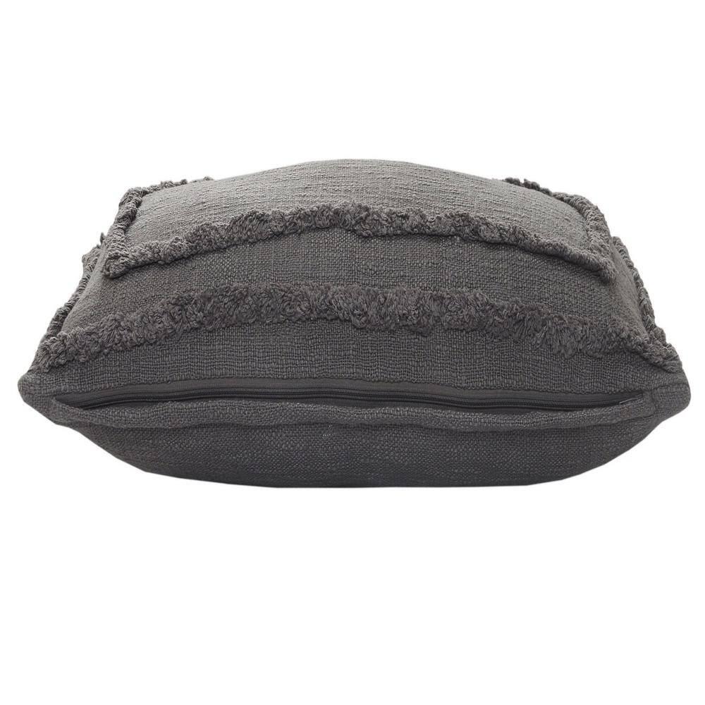 Ox Bay Modern Tufted Solid Lumbar Throw Pillow, 16" x 24" , Gray