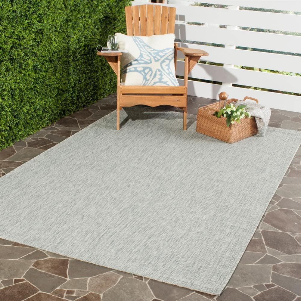 Courtyard CY8576 Power Loomed Indoor and Outdoor Area Rug - Grey/Turquoise - 9'x12' - Safavieh