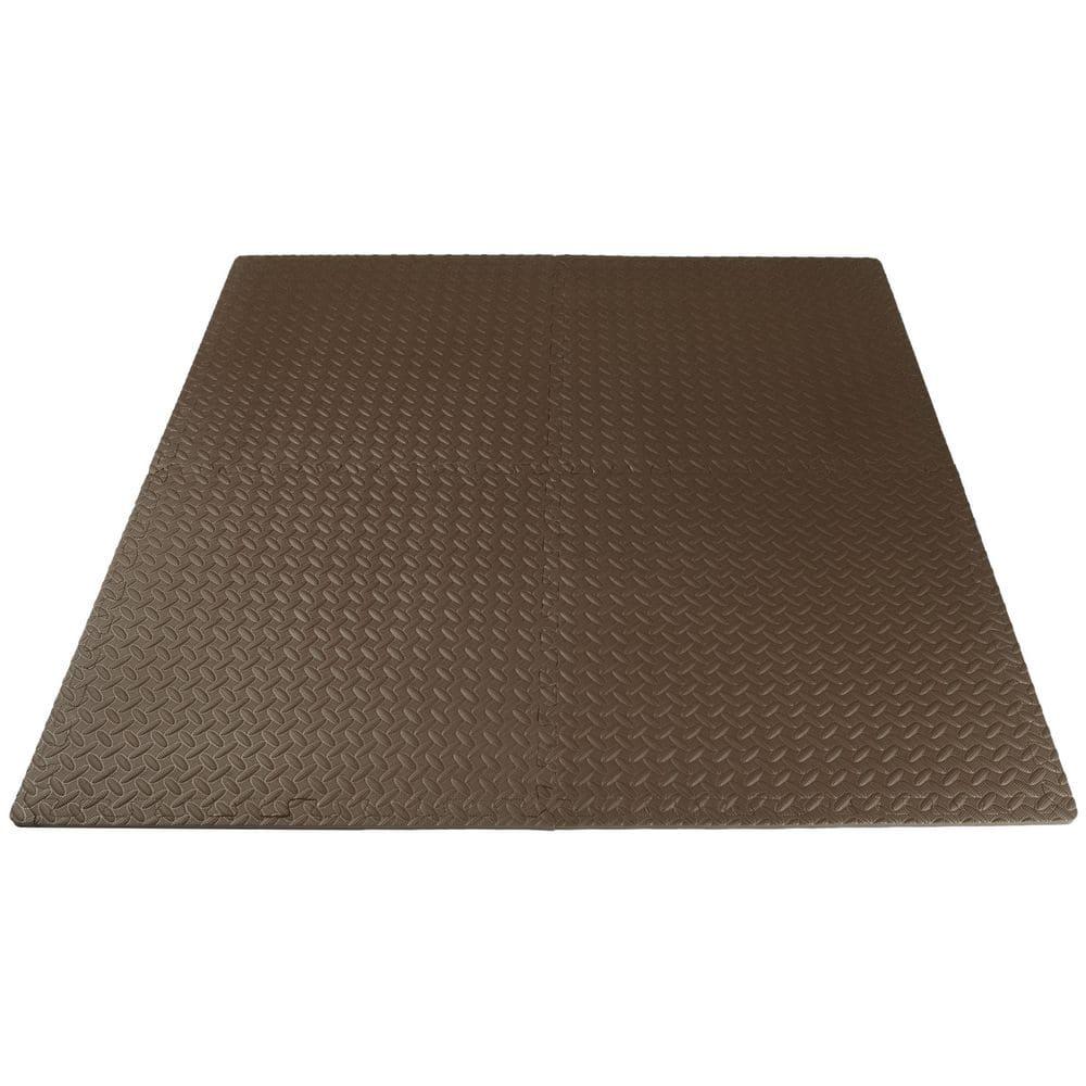 ProsourceFit Exercise Puzzle Mat 1/2-in, Brown, 24 Sq Ft - 6 Tiles