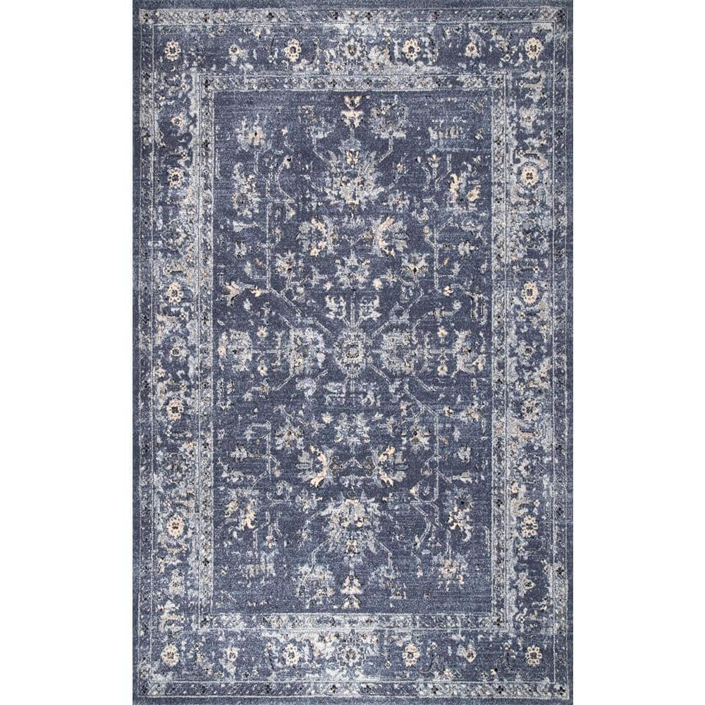 Nuloom Florid Emma Floral 4x6 Indoor Area Rug for Living Room Bedroom Dining Room Kitchen, Blue/Ivory