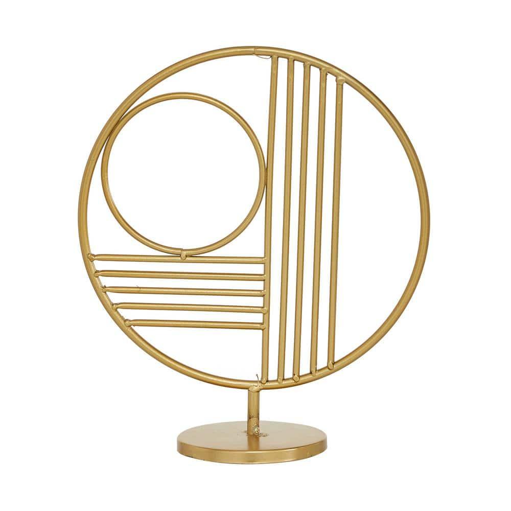 5" x 14" Gold Metal Geometric Sculpture, by DecMode