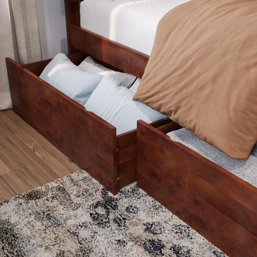 AFI Canyon Walnut Solid Wood Platform Bed with Matching Footboard & Storage Drawers, Full